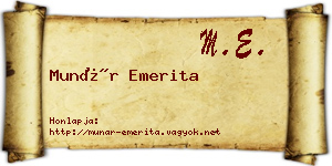 Munár Emerita névjegykártya